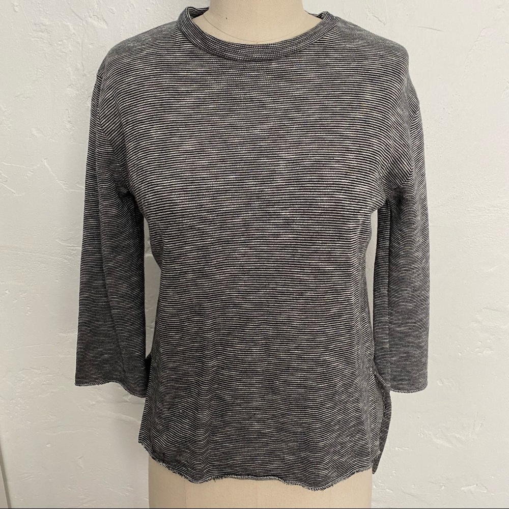 zara trafaluc black white striped high low top S